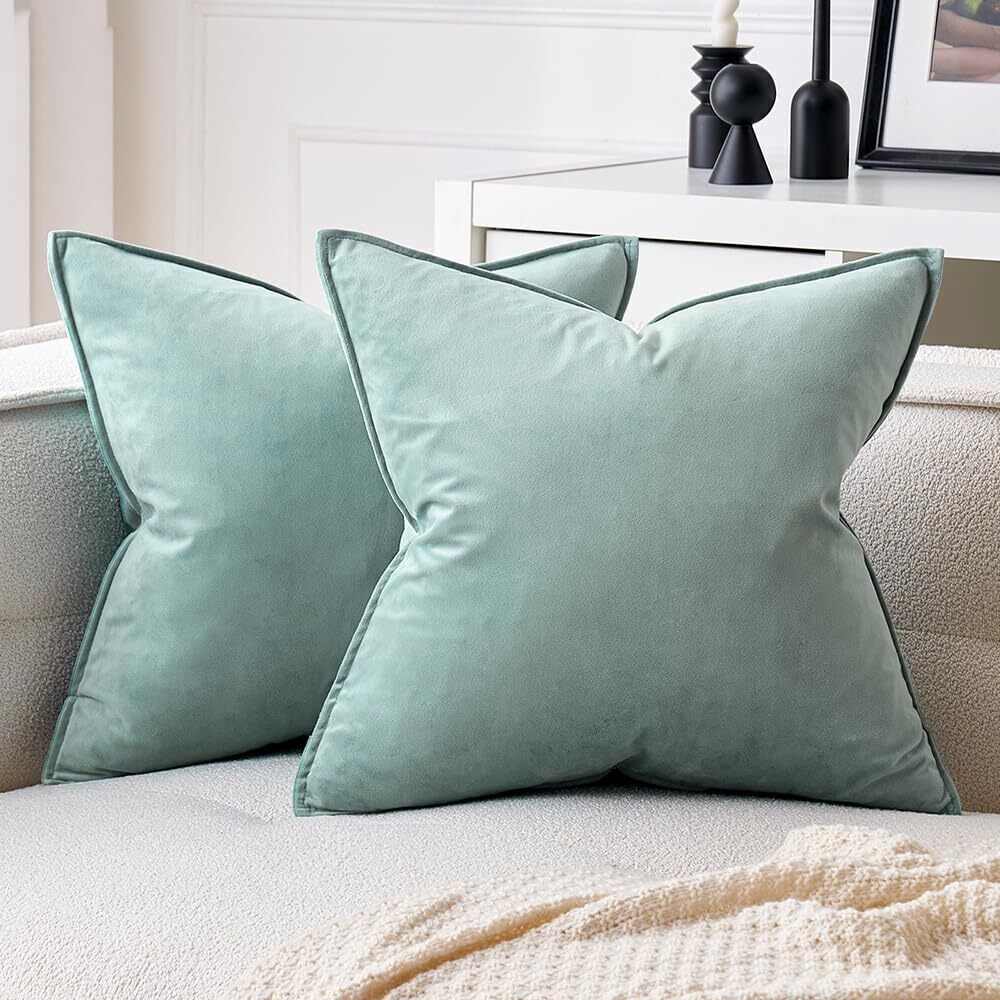9919 Blue Grey Decorative Velvet Throw Pillow Covers Soft Pillow Covers